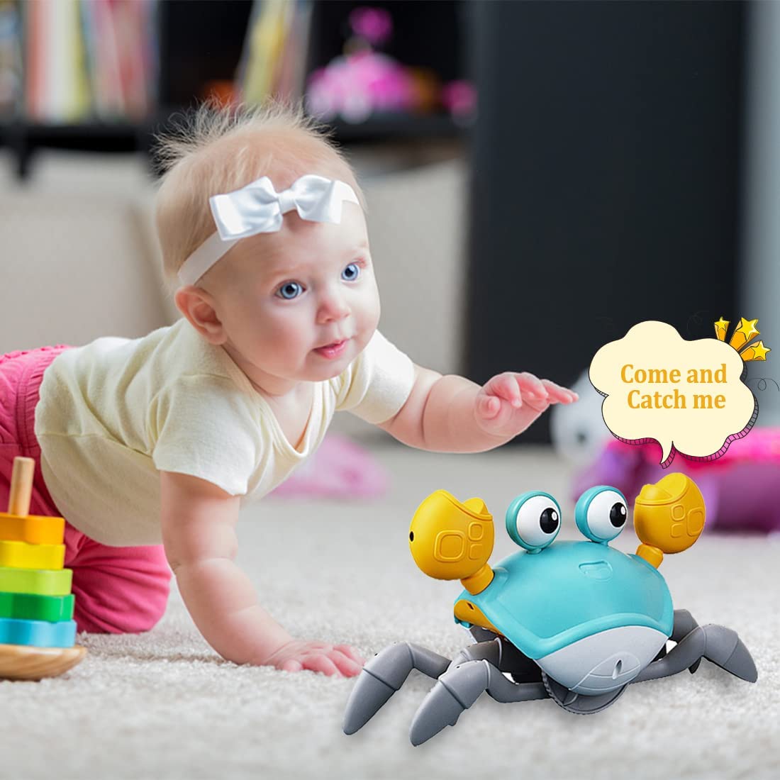 Crawling Crab Toy for Baby Tummy Time with Music, Cute Walking Crab Babies  Sensory Toy