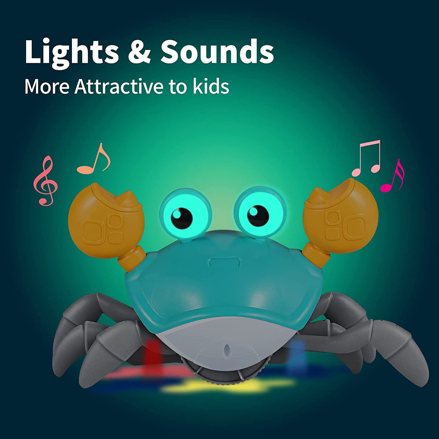 Crawling Crab Baby Toy with Music and LED Light Up for Kids, Toddler Interactive Learning Development Toy Christmas Gift
