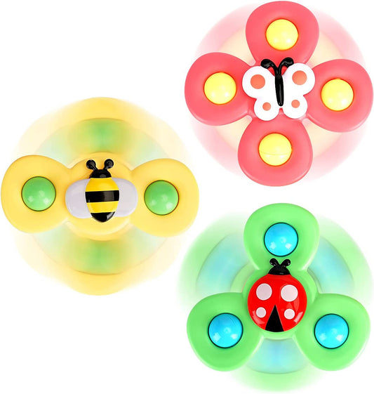 Suction Cup Spinner Toy for Baby – 3 Pcs Spinning Top Learning Suctions Toys for Baby Toddlers Soft Silicone Sensory Fidgeting Toy Bath Toy Gift for Babies Infant Gifts for Christmas, Birthday