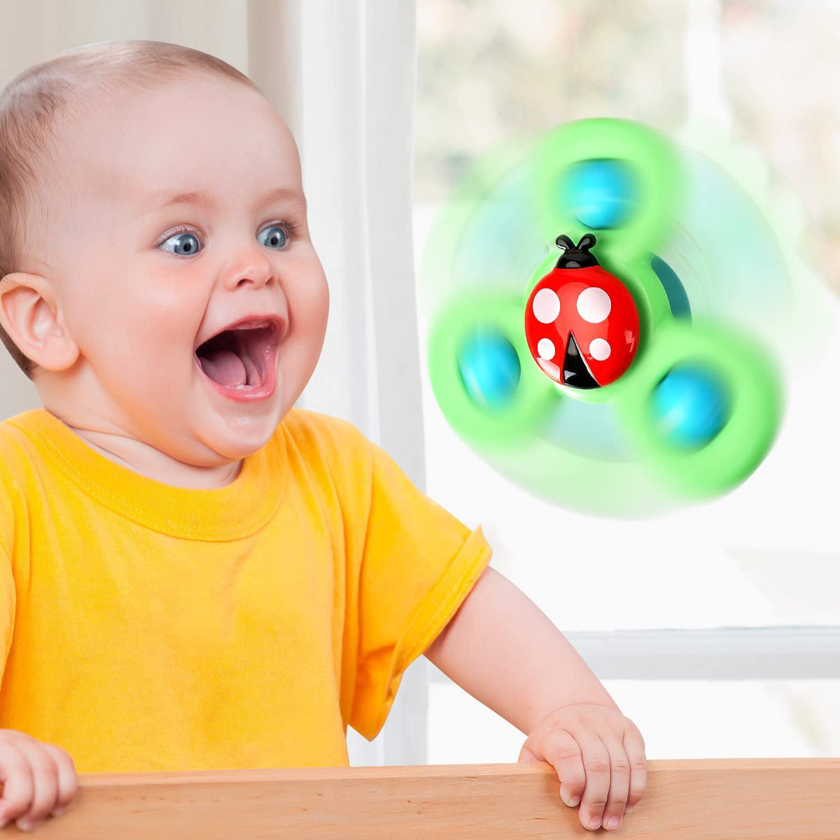 Baby Spinner Suction Cup Spinner Toy for Baby – 3 Pcs Spinning Top Learning Suction ...
