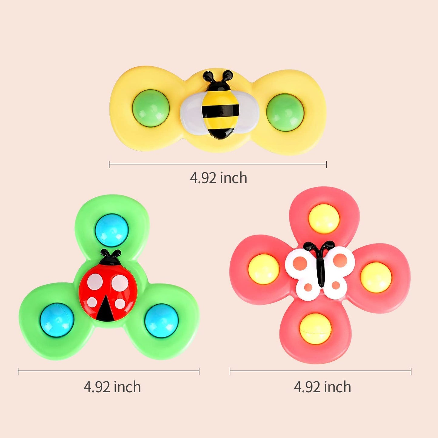 Suction Cup Spinner Toy for Baby – 3 Pcs Spinning Top Learning Suctions Toys for Baby Toddlers Soft Silicone Sensory Fidgeting Toy Bath Toy Gift for Babies Infant Gifts for Christmas, Birthday