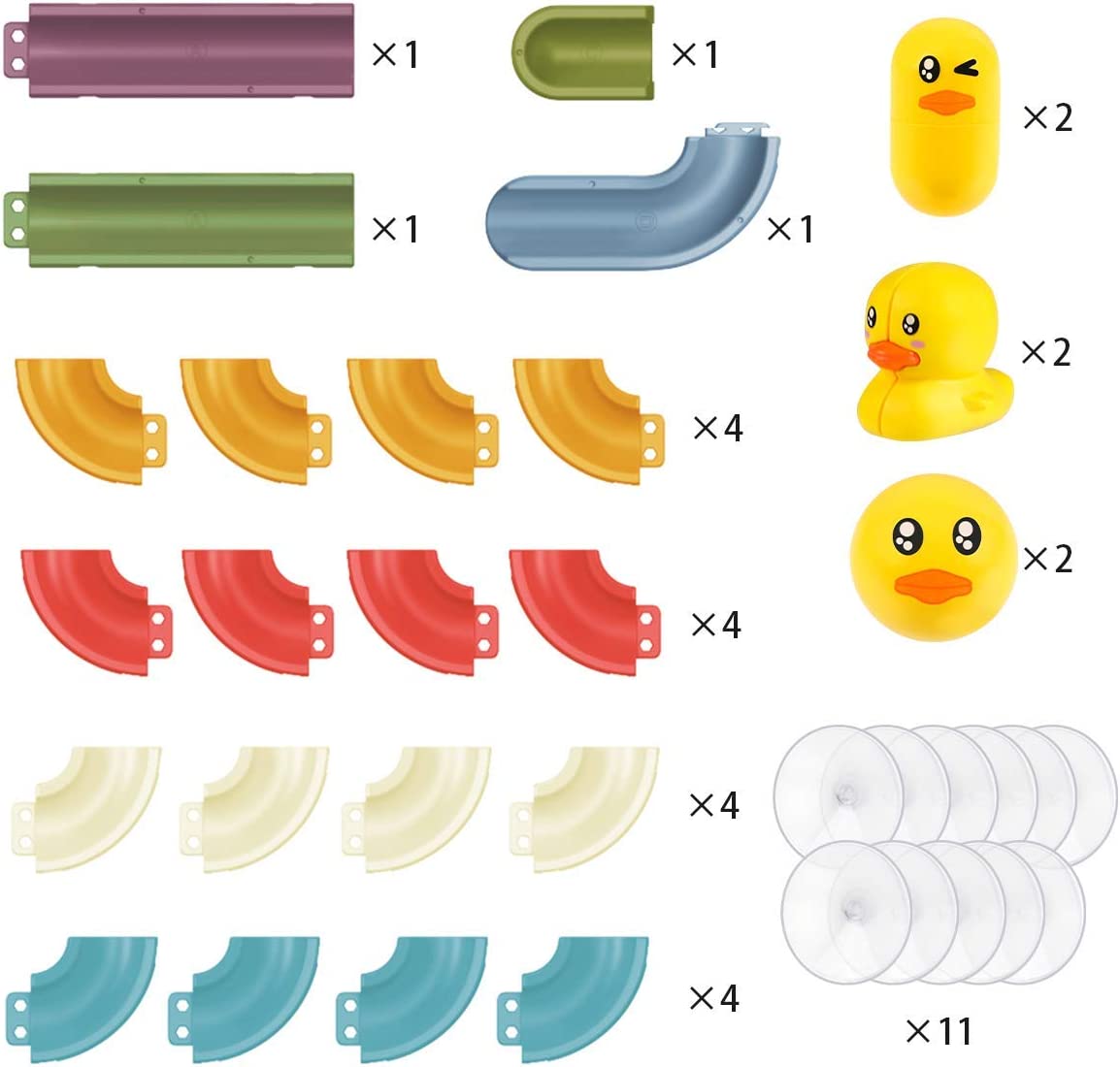 Duck Slide Bath Toys, Wall Track Building Set for Kids Ages 4-8, Fun DIY Kit Birthday Gift for Toddler Boys & Girls (34 Pcs)